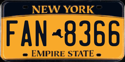 NY license plate FAN8366