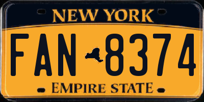 NY license plate FAN8374