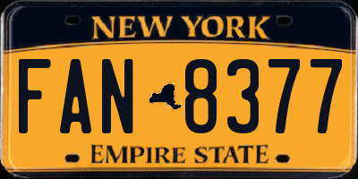 NY license plate FAN8377