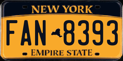 NY license plate FAN8393