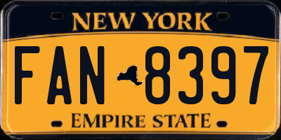 NY license plate FAN8397