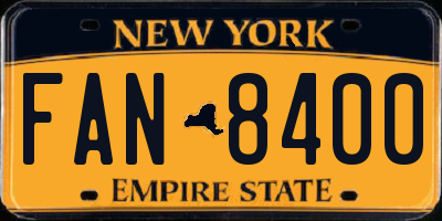 NY license plate FAN8400