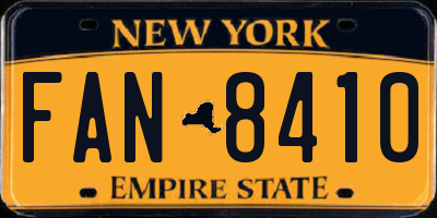 NY license plate FAN8410