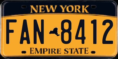 NY license plate FAN8412