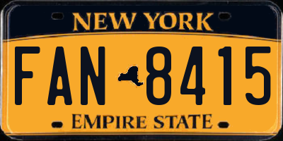 NY license plate FAN8415