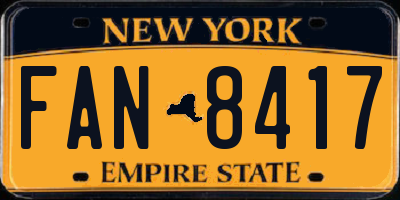 NY license plate FAN8417