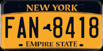 NY license plate FAN8418