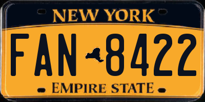 NY license plate FAN8422