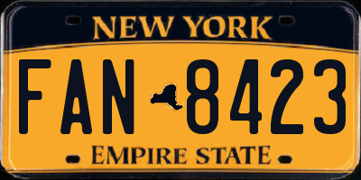 NY license plate FAN8423