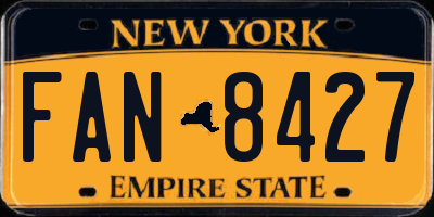 NY license plate FAN8427