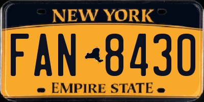 NY license plate FAN8430