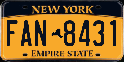 NY license plate FAN8431