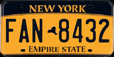 NY license plate FAN8432