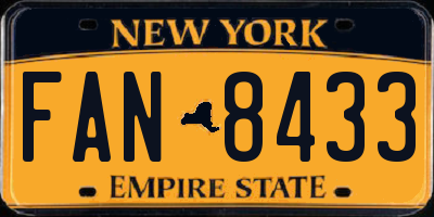 NY license plate FAN8433