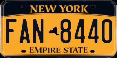 NY license plate FAN8440