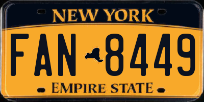 NY license plate FAN8449