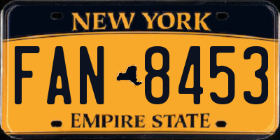 NY license plate FAN8453