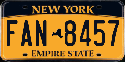 NY license plate FAN8457