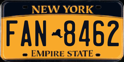 NY license plate FAN8462