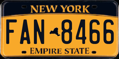 NY license plate FAN8466