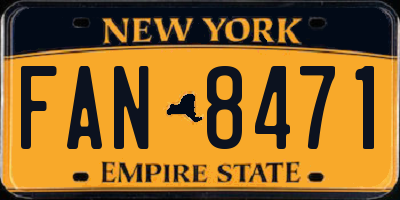 NY license plate FAN8471