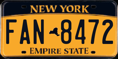 NY license plate FAN8472