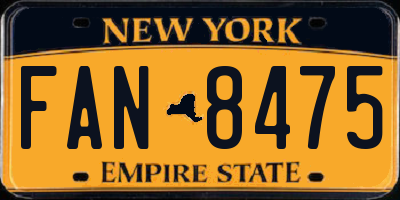 NY license plate FAN8475