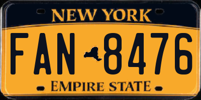 NY license plate FAN8476