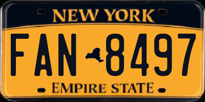 NY license plate FAN8497