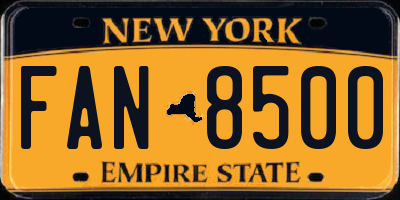 NY license plate FAN8500