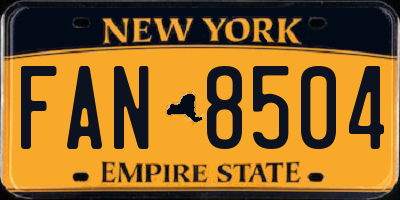 NY license plate FAN8504