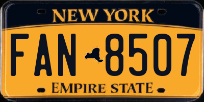 NY license plate FAN8507