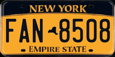 NY license plate FAN8508