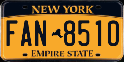 NY license plate FAN8510