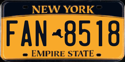 NY license plate FAN8518