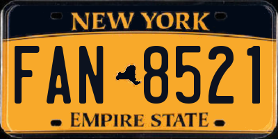 NY license plate FAN8521