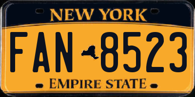 NY license plate FAN8523