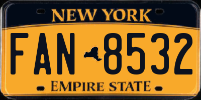 NY license plate FAN8532