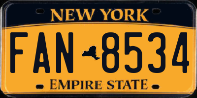 NY license plate FAN8534