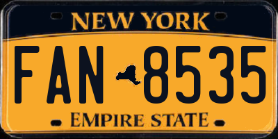 NY license plate FAN8535