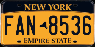 NY license plate FAN8536