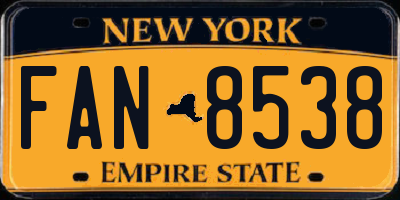 NY license plate FAN8538