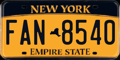 NY license plate FAN8540