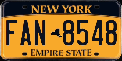 NY license plate FAN8548