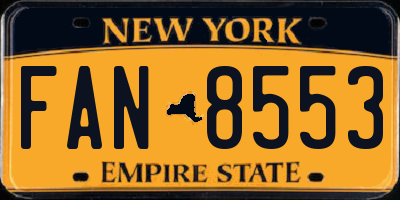 NY license plate FAN8553