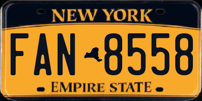 NY license plate FAN8558