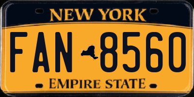 NY license plate FAN8560