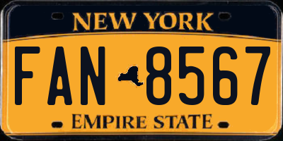 NY license plate FAN8567