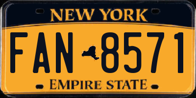 NY license plate FAN8571