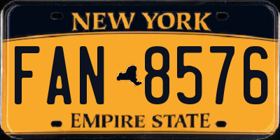 NY license plate FAN8576